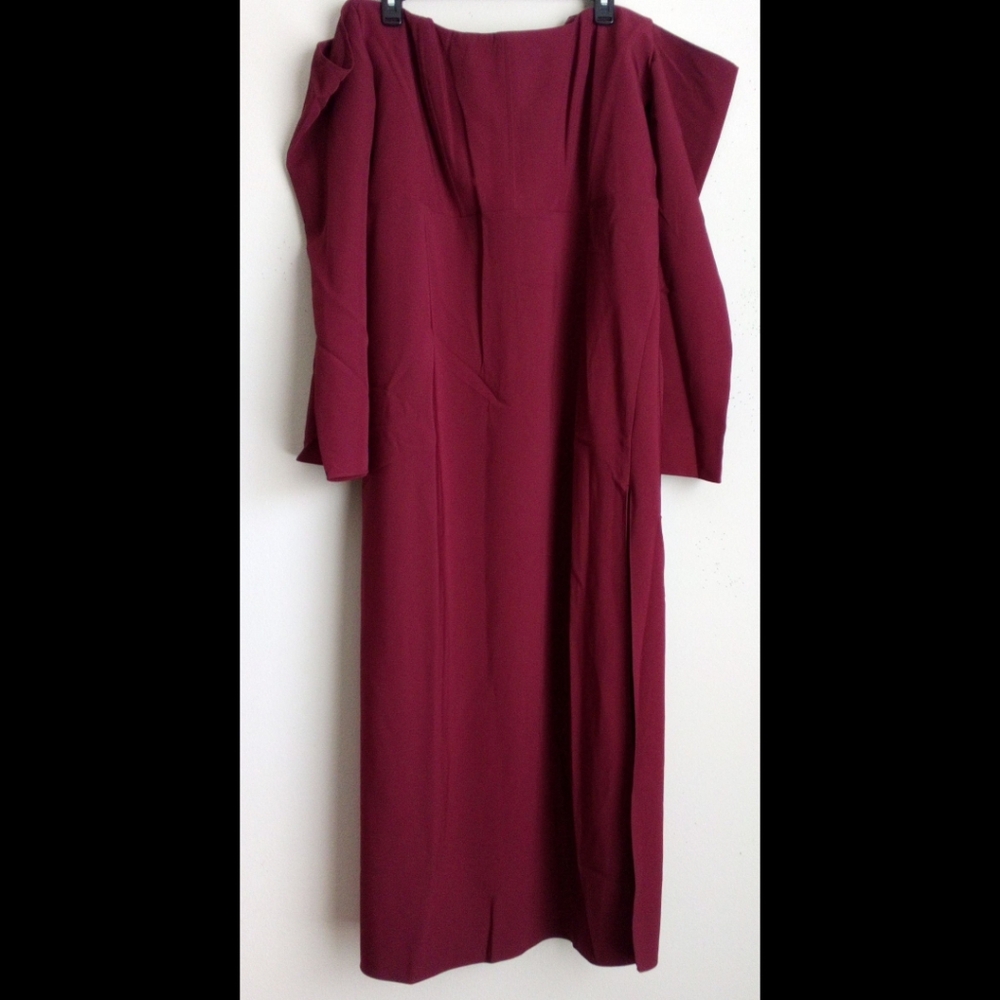 BNWT ASOS DESIGN CURVE EXCLUSIVE BARDOT CORSET DETAIL MIDI DRESS IN WINE - Picture 7 of 15
